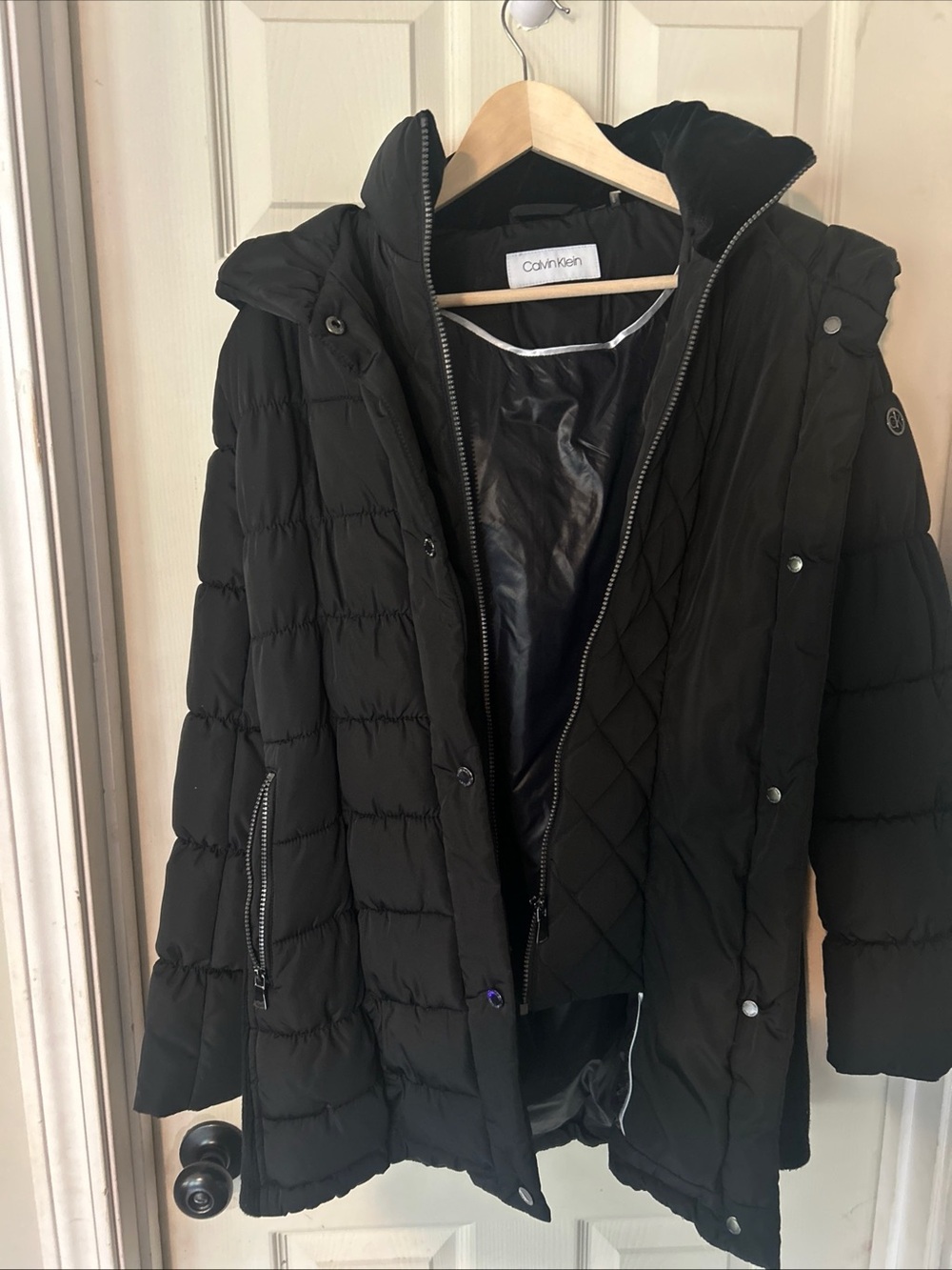 Calvin Klein Black Quilted Long Puffer Coat